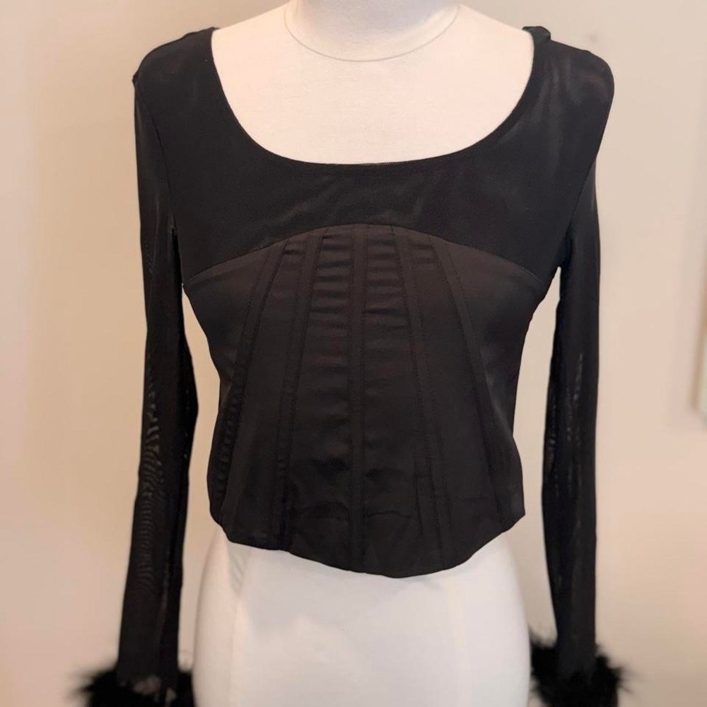 Black Sheer Corset Top 🖤✨‎